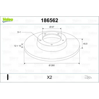 Jeu de 2 disques de frein avant VALEO 186562