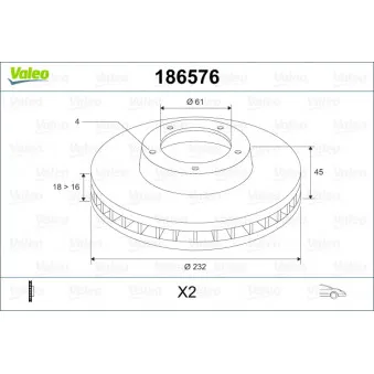 Jeu de 2 disques de frein avant VALEO 186576