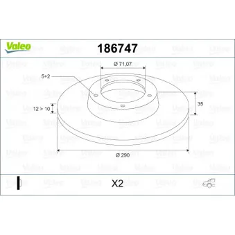 Jeu de 2 disques de frein arrière VALEO 186747