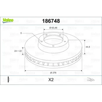 Jeu de 2 disques de frein avant VALEO 186748