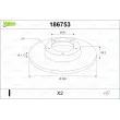 Jeu de 2 disques de frein arrière VALEO 186753 - Visuel 1