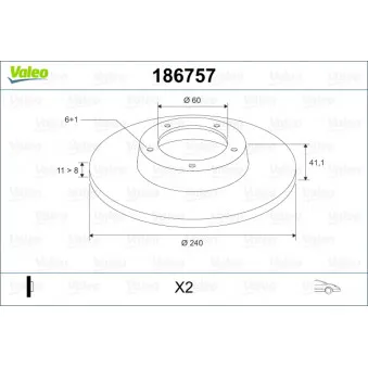 Jeu de 2 disques de frein avant VALEO 186757