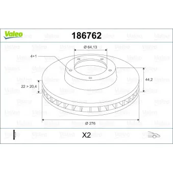 Jeu de 2 disques de frein avant VALEO 186762
