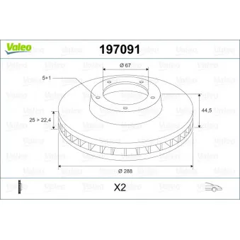 Jeu de 2 disques de frein avant VALEO 197091