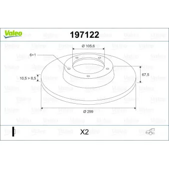 Jeu de 2 disques de frein avant VALEO 197122