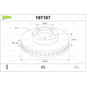 Jeu de 2 disques de frein avant VALEO 197167