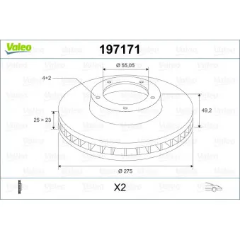Jeu de 2 disques de frein avant VALEO 197171
