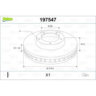 Jeu de 2 disques de frein avant VALEO 197547