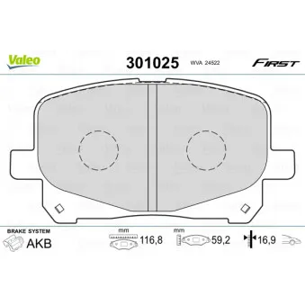 Jeu de 4 plaquettes de frein avant VALEO 301025
