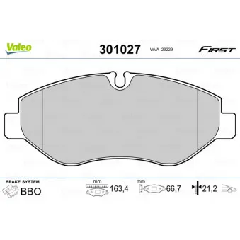 Jeu de 4 plaquettes de frein avant VALEO 301027