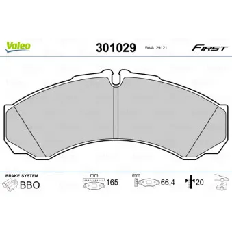 Jeu de 4 plaquettes de frein arrière VALEO 301029