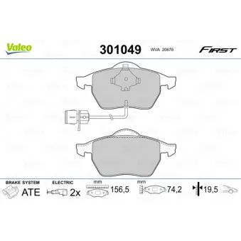 Jeu de 4 plaquettes de frein avant VALEO 301049