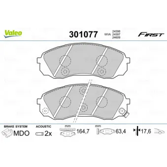 Jeu de 4 plaquettes de frein avant VALEO 301077