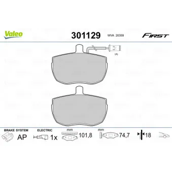 Jeu de 4 plaquettes de frein avant VALEO 301129