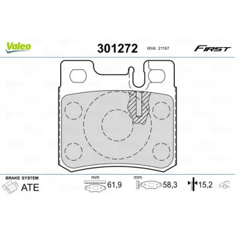 Jeu de 4 plaquettes de frein arrière VALEO 301272