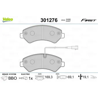 Jeu de 4 plaquettes de frein avant VALEO 301276