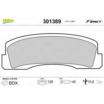 Jeu de 4 plaquettes de frein avant VALEO 301389