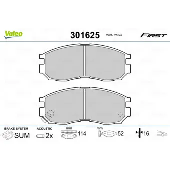 Jeu de 4 plaquettes de frein avant VALEO 301625