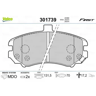 Jeu de 4 plaquettes de frein avant VALEO 301739