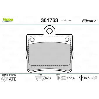 Jeu de 4 plaquettes de frein arrière VALEO 301763