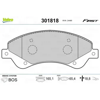 Jeu de 4 plaquettes de frein avant VALEO 301818