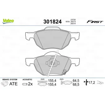 Jeu de 4 plaquettes de frein avant VALEO 301824