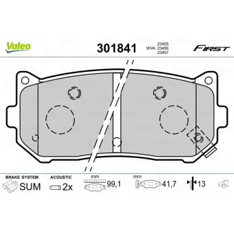 Jeu de 4 plaquettes de frein arrière VALEO 301841