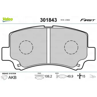 Jeu de 4 plaquettes de frein avant VALEO 301843