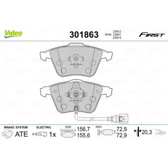 Jeu de 4 plaquettes de frein avant VALEO 301863
