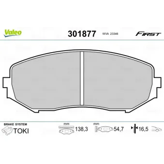 Jeu de 4 plaquettes de frein avant VALEO 301877