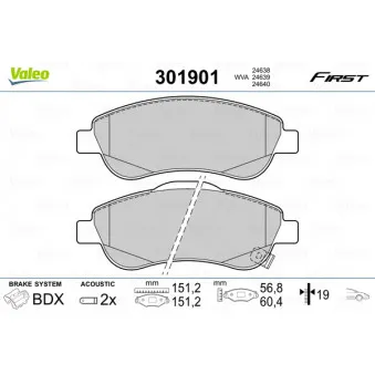 Jeu de 4 plaquettes de frein avant VALEO 301901