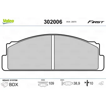 Jeu de 4 plaquettes de frein arrière VALEO 302006