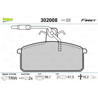 Jeu de 4 plaquettes de frein avant VALEO 302008