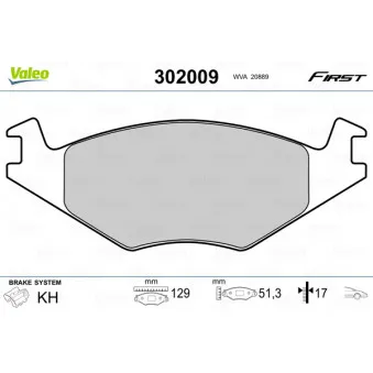 Jeu de 4 plaquettes de frein avant VALEO 302009