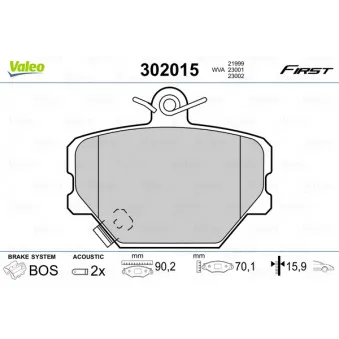 Jeu de 4 plaquettes de frein avant VALEO 302015