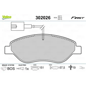Jeu de 4 plaquettes de frein avant VALEO 302026