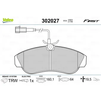 Jeu de 4 plaquettes de frein avant VALEO 302027