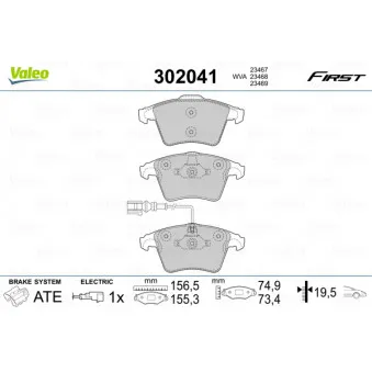 Jeu de 4 plaquettes de frein avant VALEO 302041