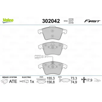 Jeu de 4 plaquettes de frein avant VALEO 302042