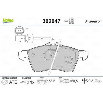Jeu de 4 plaquettes de frein avant VALEO 302047