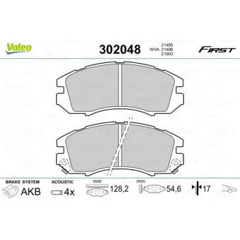 Jeu de 4 plaquettes de frein avant VALEO 302048