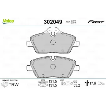 Jeu de 4 plaquettes de frein avant VALEO 302049