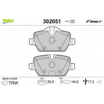 Jeu de 4 plaquettes de frein arrière VALEO 302051