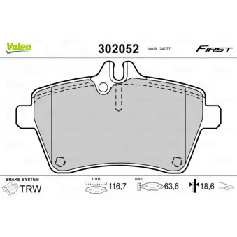 Jeu de 4 plaquettes de frein avant VALEO 302052