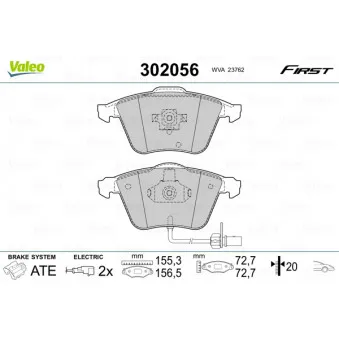 Jeu de 4 plaquettes de frein avant VALEO 302056