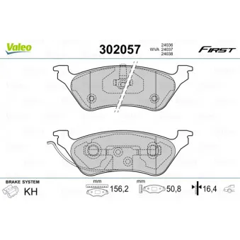 Jeu de 4 plaquettes de frein arrière VALEO 302057