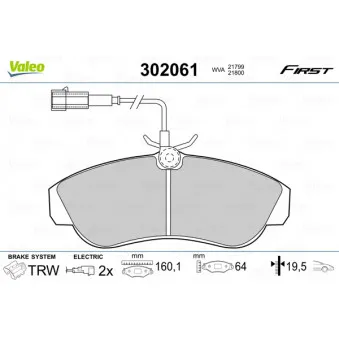 Jeu de 4 plaquettes de frein avant VALEO 302061