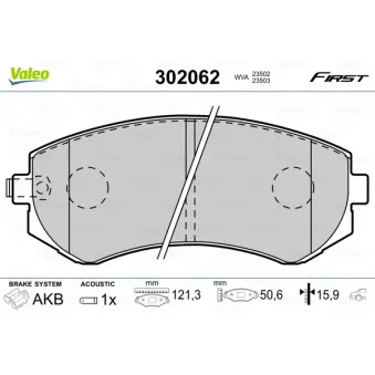 Jeu de 4 plaquettes de frein arrière VALEO 302062