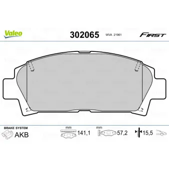 Jeu de 4 plaquettes de frein avant VALEO 302065
