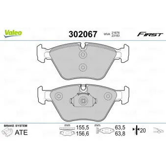 Jeu de 4 plaquettes de frein avant VALEO 302067